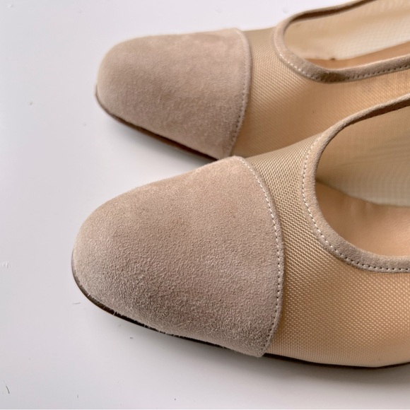 Walter Steiger Italy Suede Mesh Tan Slingback Kitten Heels Women’s SZ 7.5 - Picture 7 of 13